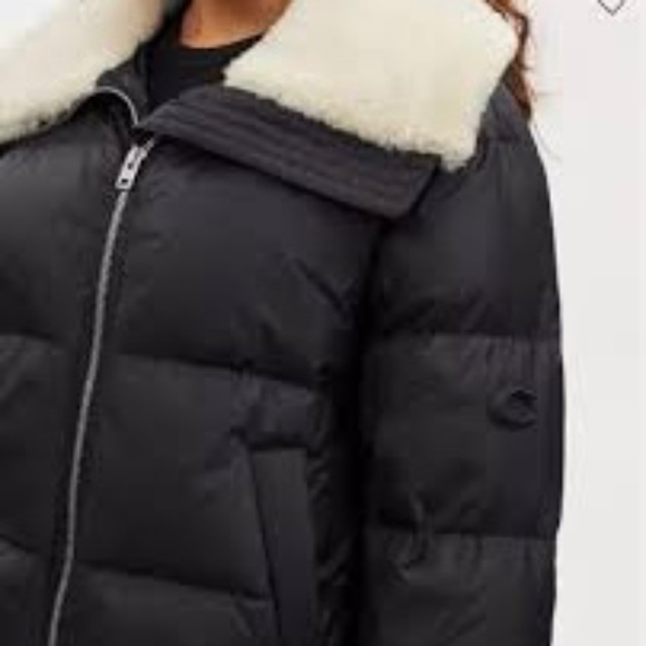 COACH Shearling Trim Cropped Puffer size XS - Picture 3 of 4